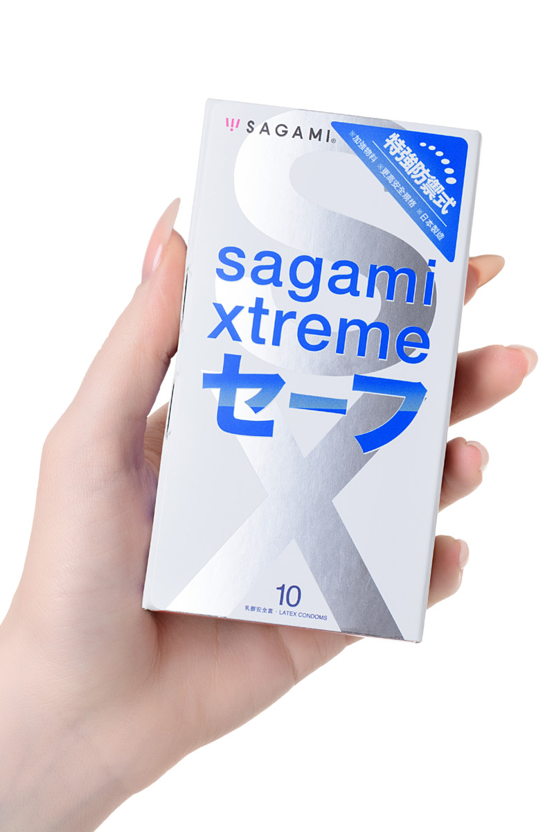 Презервативы Sagami "Xtreme Ultrasafe 0.09", суперпрочные, вдвое больше смазки, 10 шт, арт. 11.150