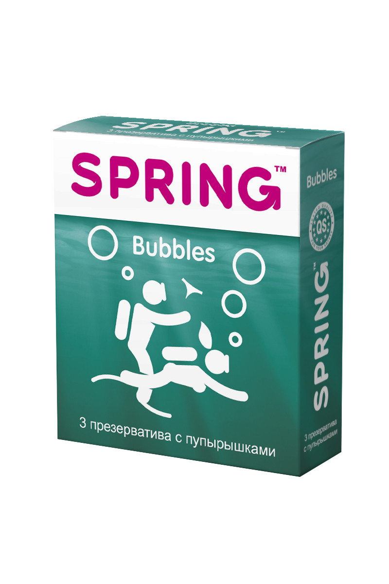 Презервативы Spring "Bubbles", с пупырышками, с ароматом тутти-фрутти, 3 шт, арт. 11.224