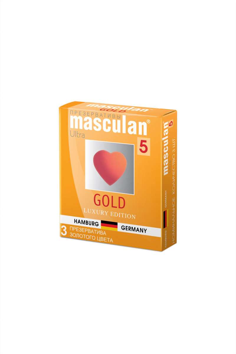 Презервативы Masculan "Gold", золотого цвета, супертонкие, с ароматом ванили, 3 шт, арт. 11.126
