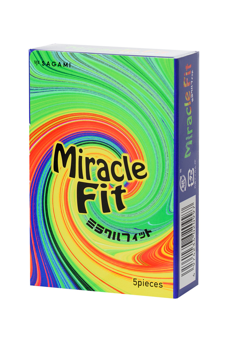 Презервативы Sagami "Miracle Fit", анатомической формы, без накопителя, розовые, 5 шт, арт. 11.158
