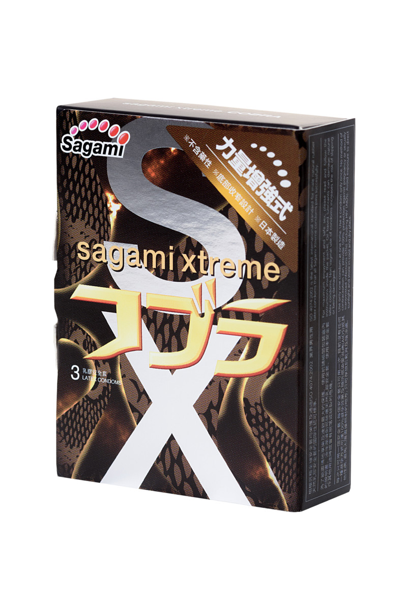 Презервативы Sagami "Xtreme Cobra", конической формы, супероблегающие, 3 шт, арт. 11.159