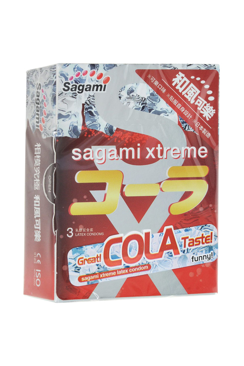 Презервативы Sagami "Xtreme Cola 0.04", супертонкие, с ароматом колы, 3 шт, арт. 11.160