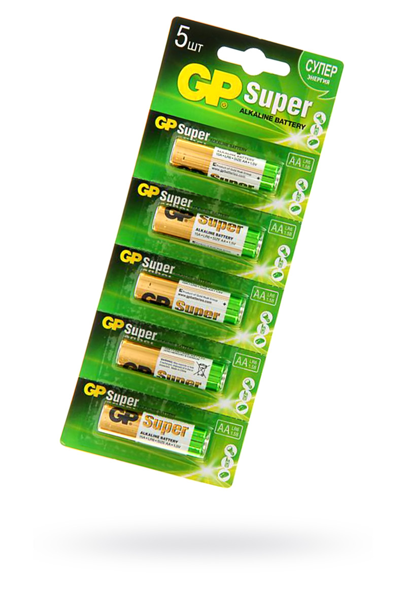 Батарейки алкалиновые (щелочные) AA "GP Super", пальчиковые, 1 шт, арт. 72.13
